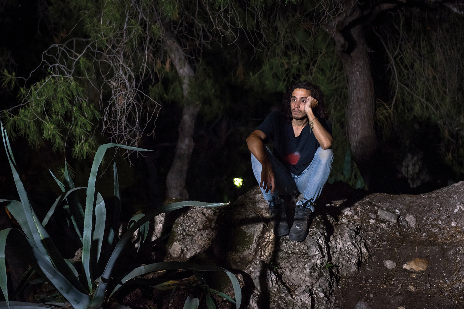 Artist Adrian Villar Rojas in the Woods