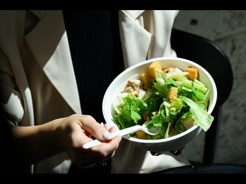 Salad coffee served by The cafe at The Bass by Unique Catering